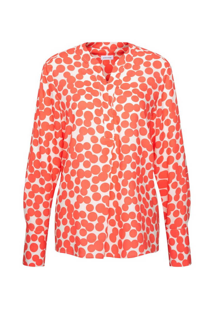Orange Gepunktete Langarm Bluse