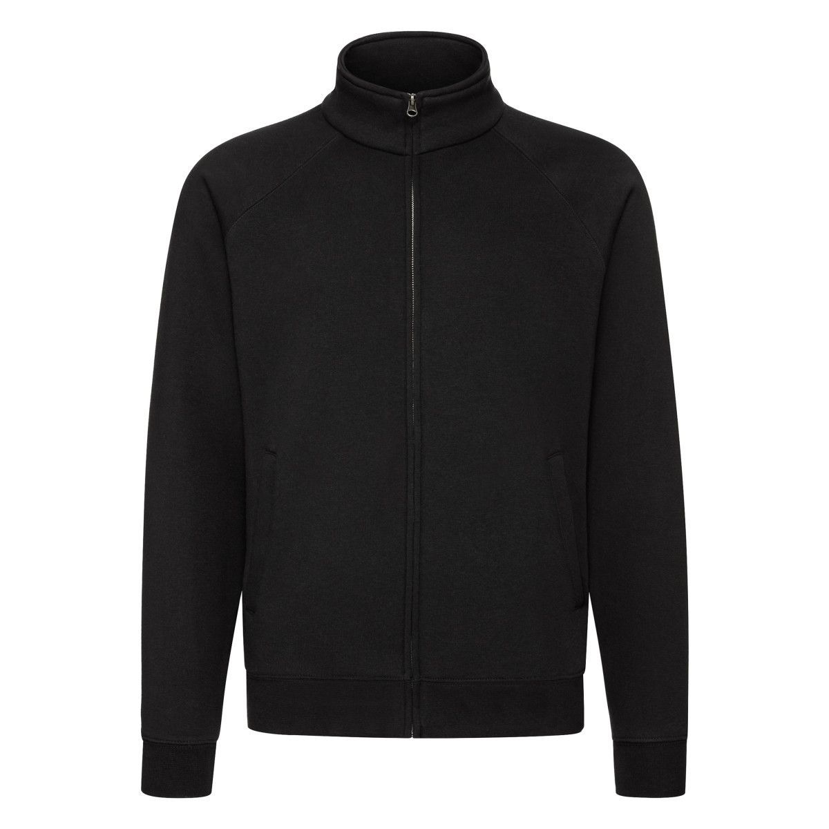 Herren einfarbige schwarze Sweatjacke mit Reißverschluss