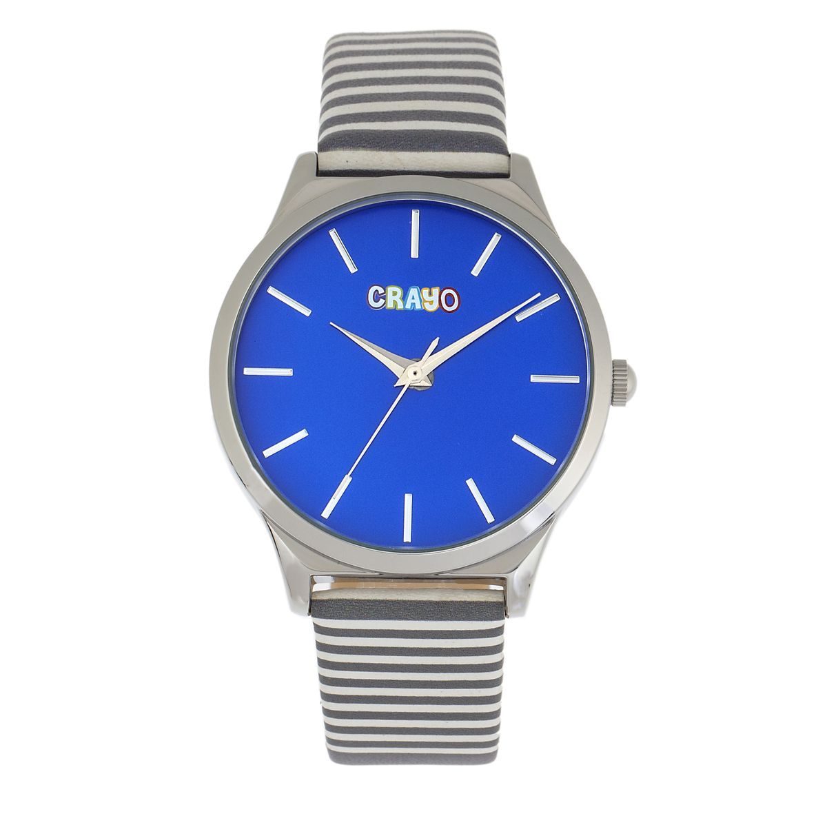 Analoge Uhr mit gestreiftem Kunstlederarmband