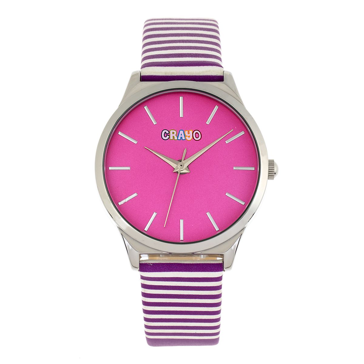 Analoge Uhr mit gestreiftem Kunstlederarmband