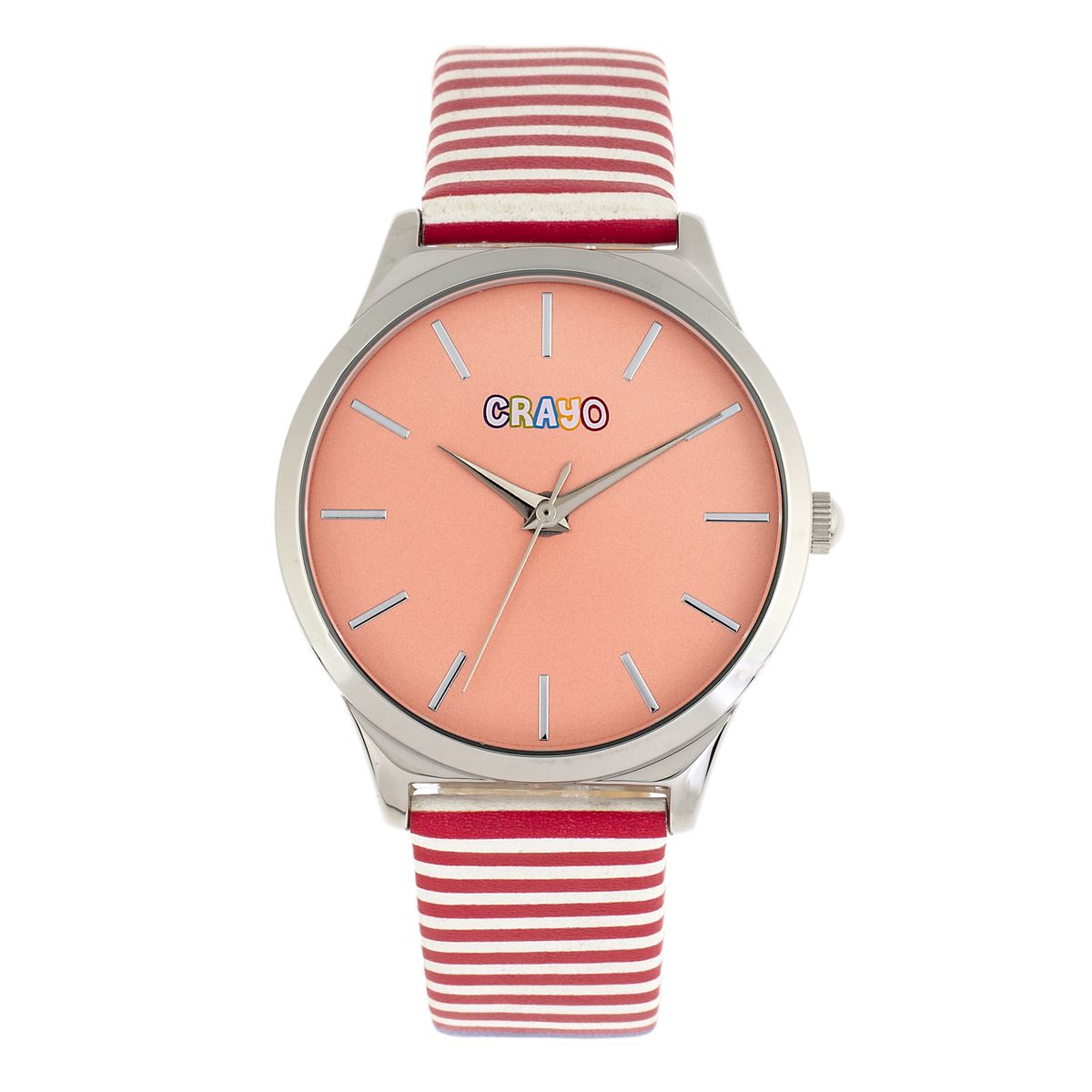 Analoge Uhr mit gestreiftem Kunstlederarmband