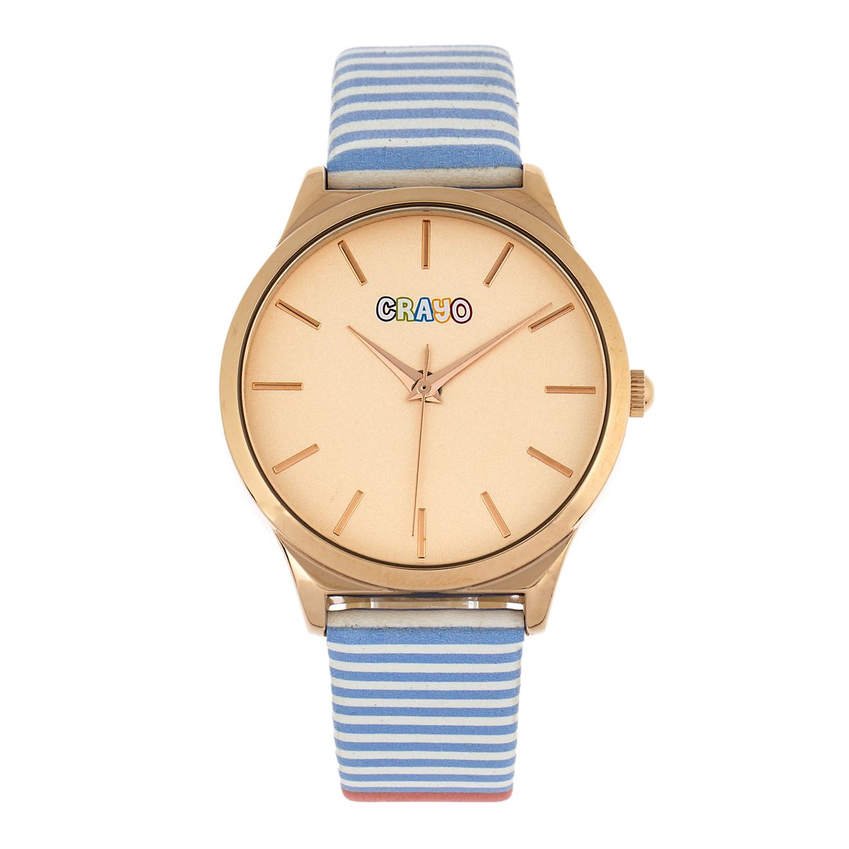 Analoge Uhr mit gestreiftem Kunstlederarmband