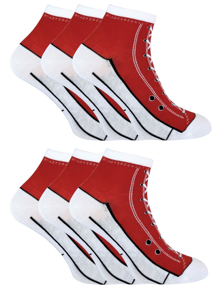 6 Paar Multipack Socken, die wie Schuhe aussehen | Socken Snob | Neuheit lustig Lace Up Converse Socken - rot