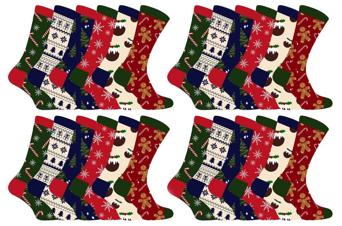 Herren Weihnachten Socken | Socke Snob | Neuheit bunte stilvolle lustige gemusterte Crew Xmas Socken - 24 Pack
