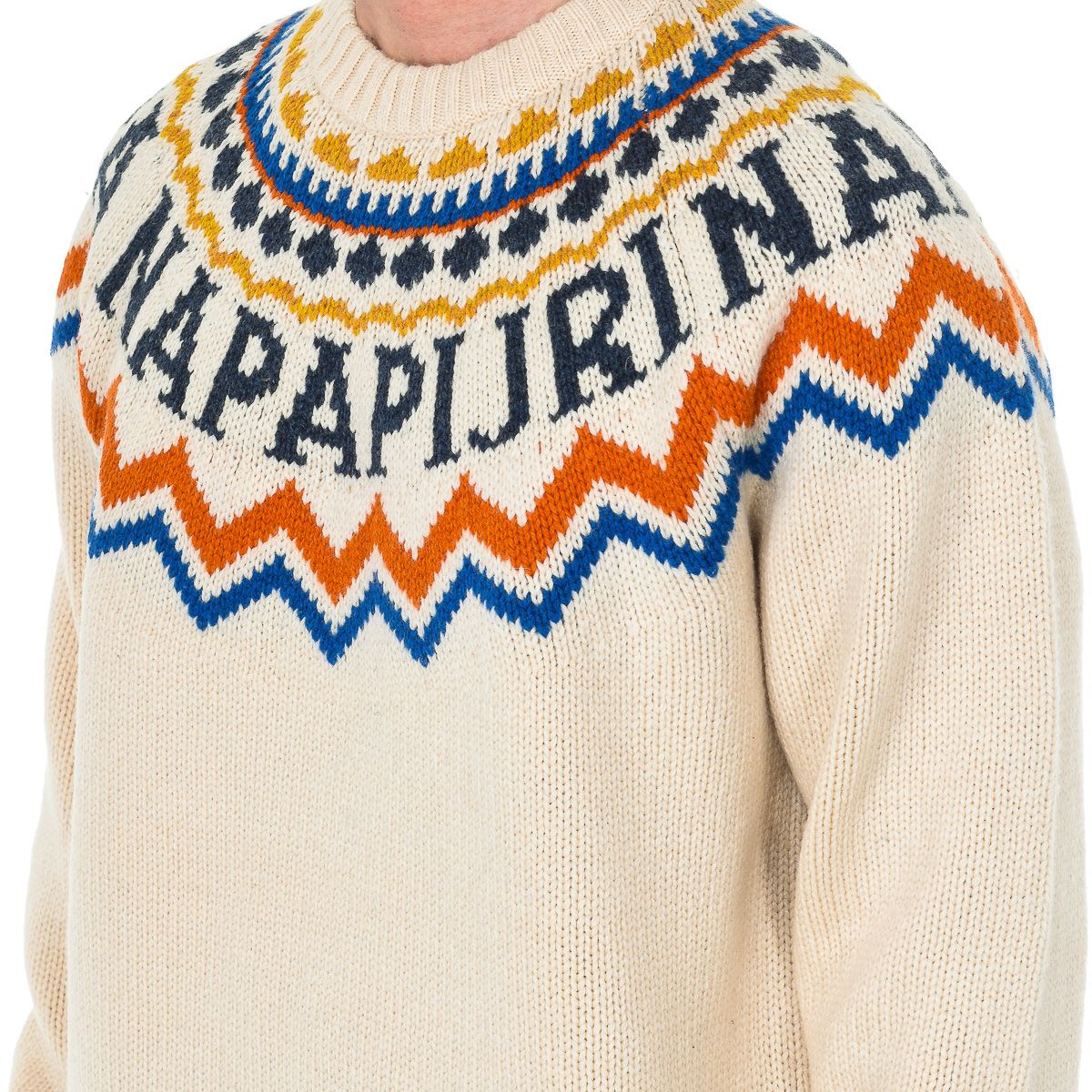 Klassischer Norwegerstrick-Pullover mit Rundhalsausschnitt