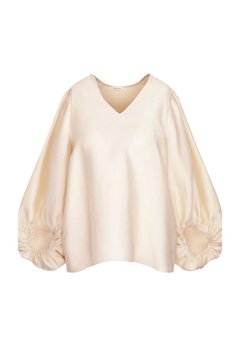 Elegante beige Bluse mit Leinenanteil