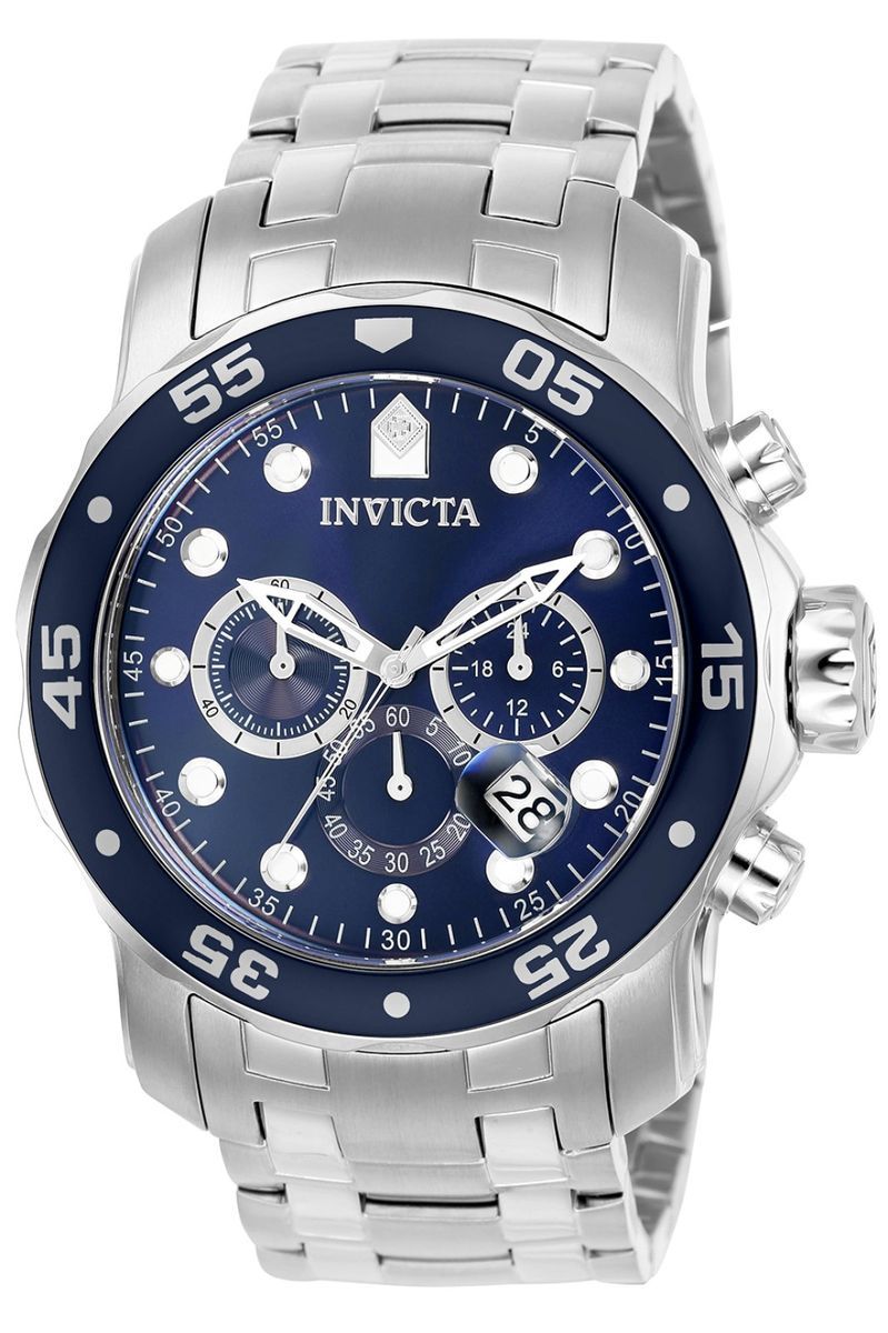 Edelstahl Chronograph Uhr mit blauem Zifferblatt