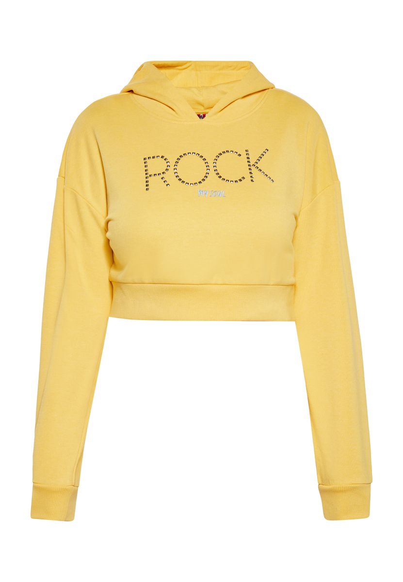 Kurzer Grafik-Hoodie mit Rock-Detail