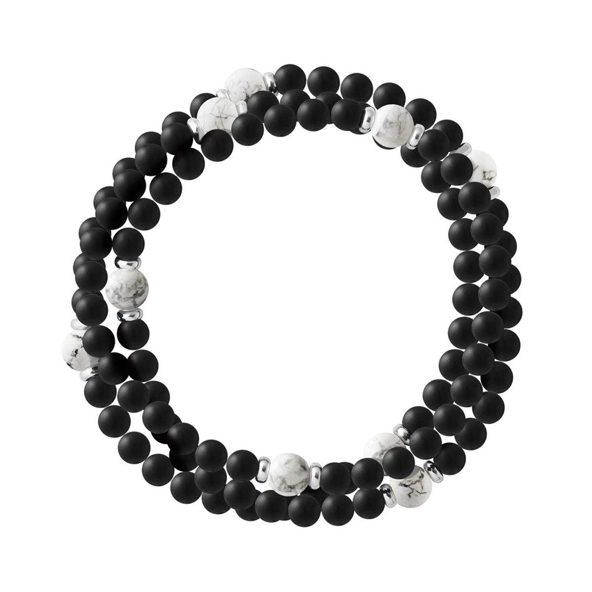 Dreireihiges Armband aus Achat und Howlith