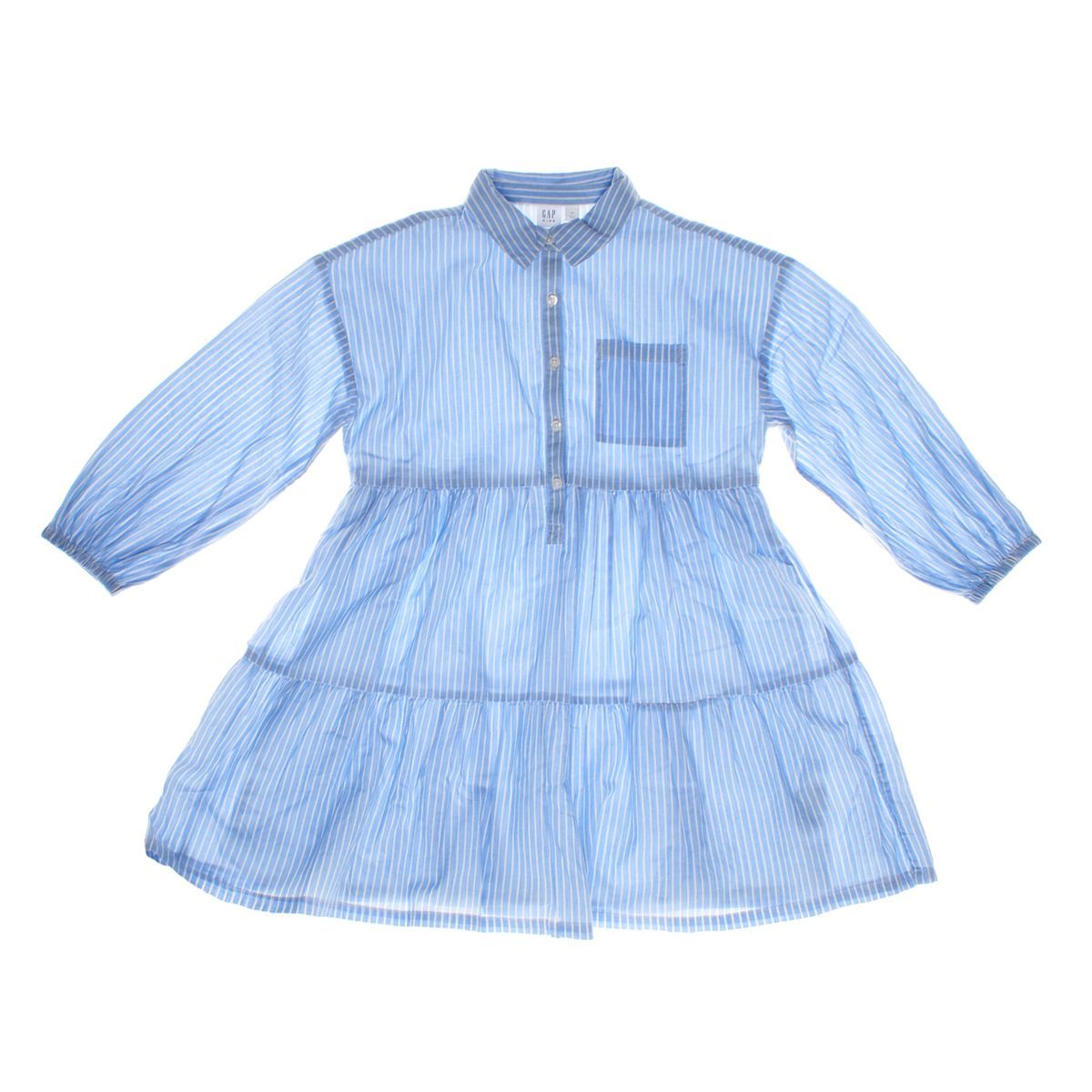 Gestreiftes Stufen-Hemdkleid mit langen Ärmeln