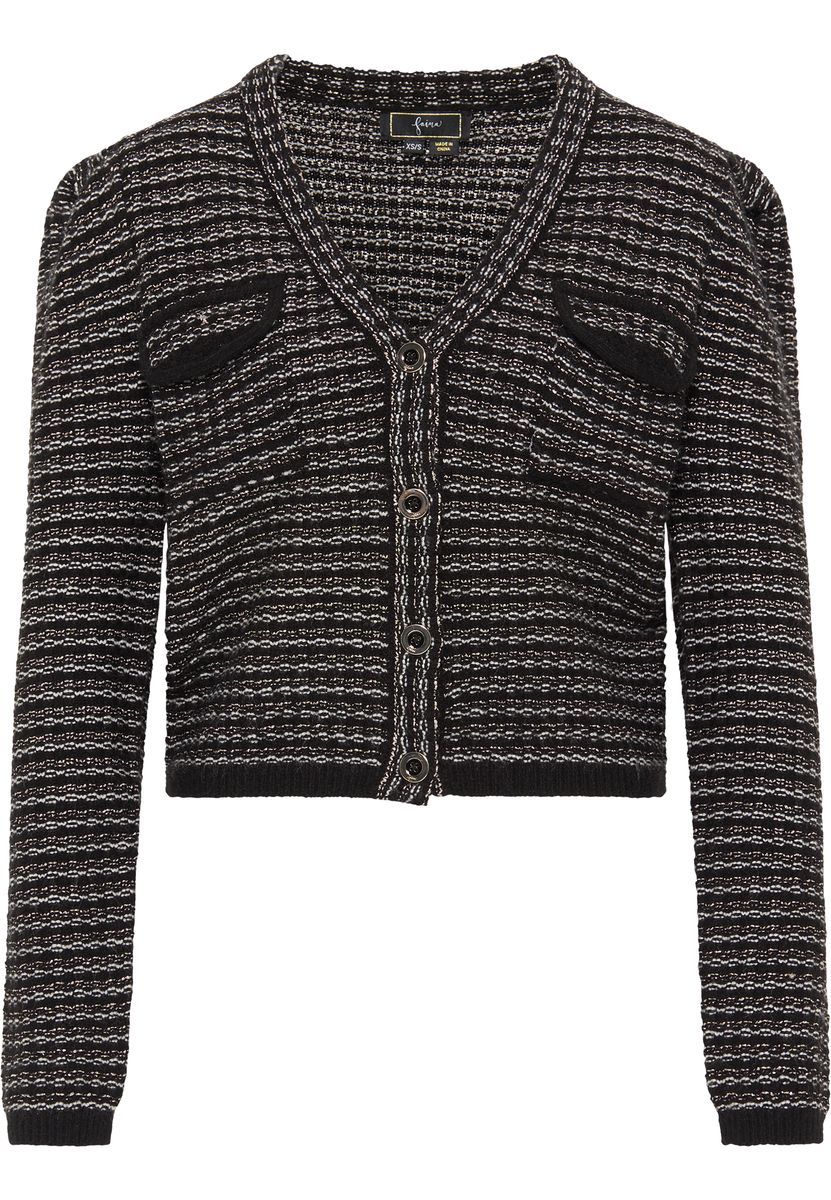 Kurze Tweed-Strickjacke mit Taschen