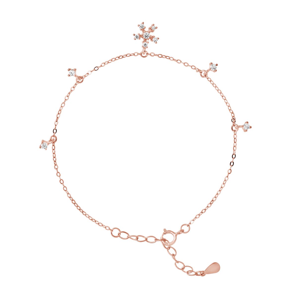 Roségoldenes Schneeflocken-Charm-Armband