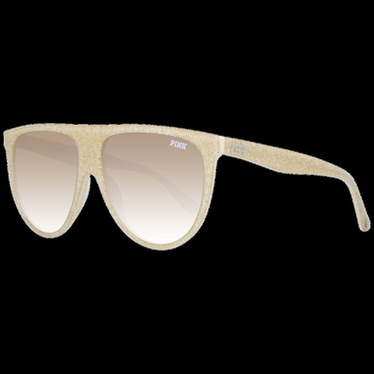Übergroße, cremefarbene Flat-Top Sonnenbrille