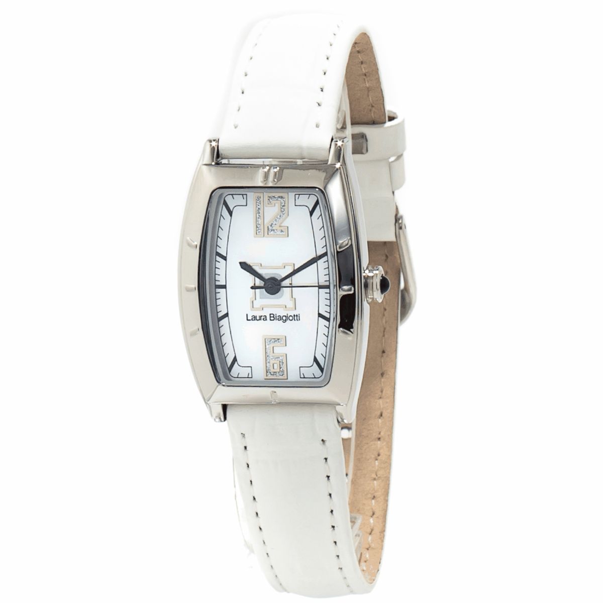 Rechteckige Damenuhr mit Lederarmband