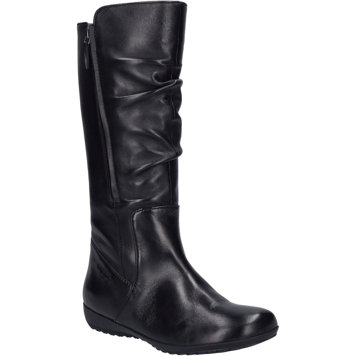 Klassische schwarze Lederstiefel bis zum Knie
