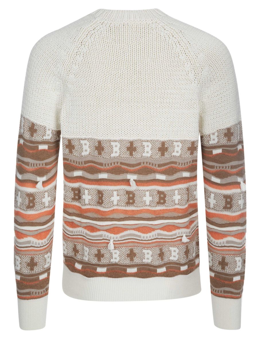 Strukturstrick-Pullover mit Intarsien-Muster