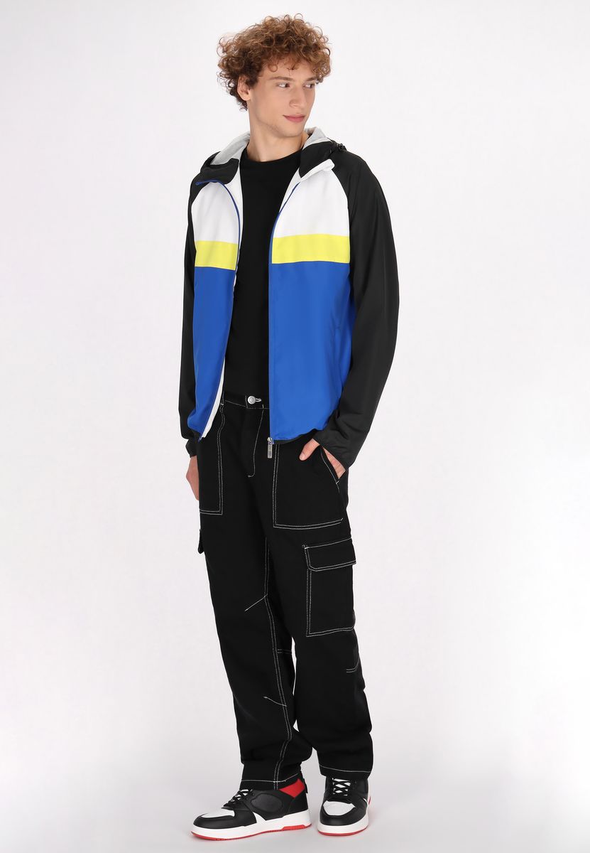 Leichte Colorblock-Windjacke mit Reißverschluss