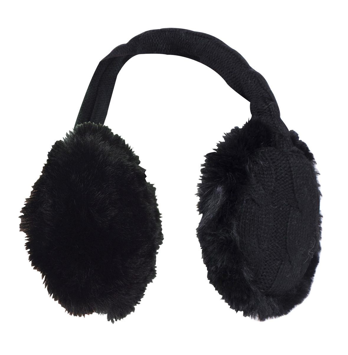 Heat Holders Damen Winter warme gestrickte Ohrenschützer | Kunstpelz | Kaltes Wetter Schwarz