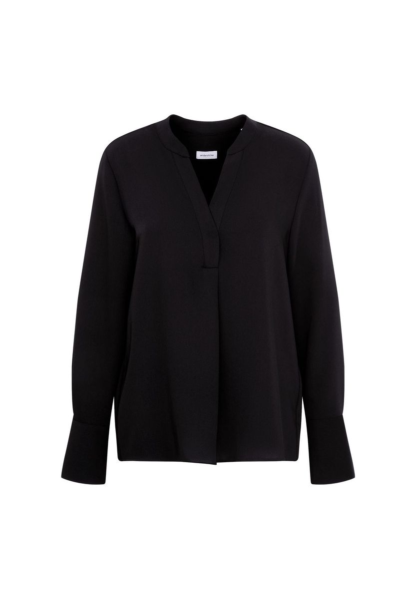 Elegante schwarze Krepp Langarm Tunika