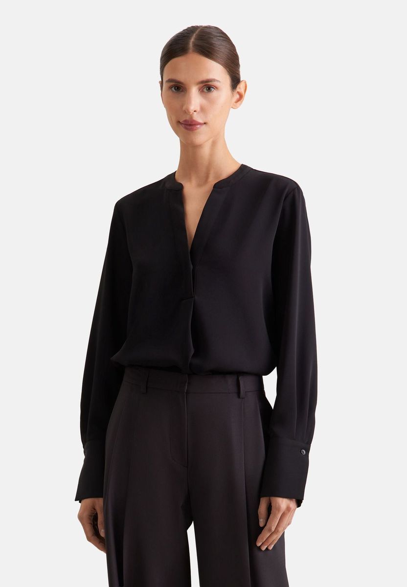 Elegante schwarze Krepp Langarm Tunika