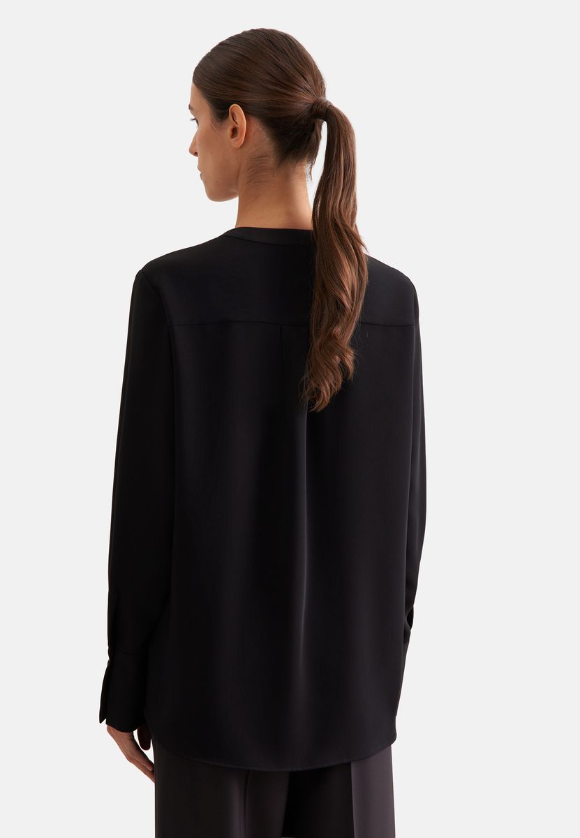 Elegante schwarze Krepp Langarm Tunika