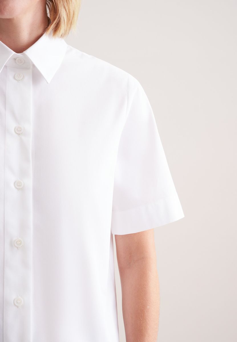 Kurzärmlige Baumwoll-Twill-Bluse