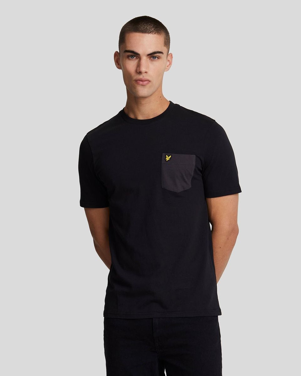 Baumwoll-T-Shirt mit tonaler aufgesetzter Tasche