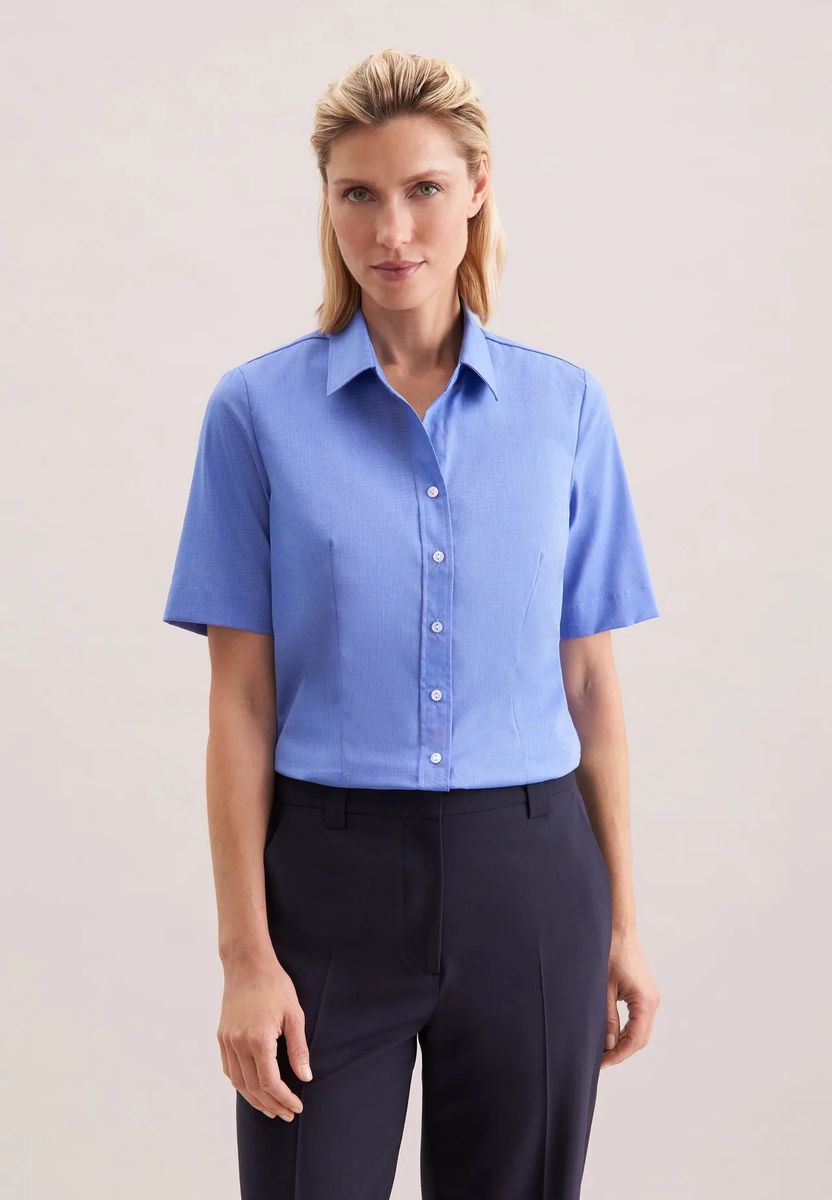 Klassische Regular Fit Kurzarm Bluse