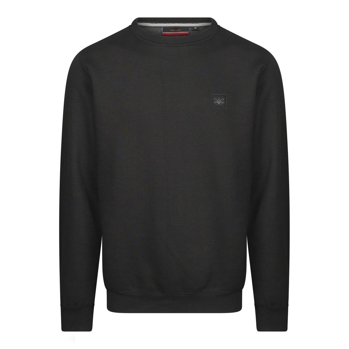 Klassischer einfarbiger schwarzer Rundhals-Pullover
