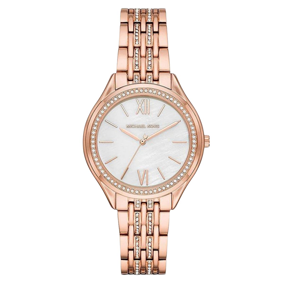 Roségoldene Uhr mit Kristallakzent