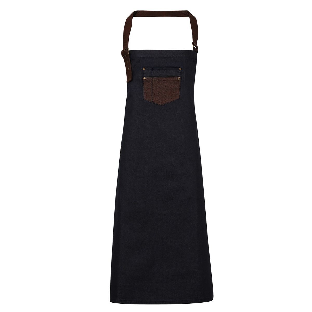 Premier Unisex Erwachsene Division gewachstes Aussehen Kunstleder Denim Lätzchen Schürze (Indigo/Brown Denim)