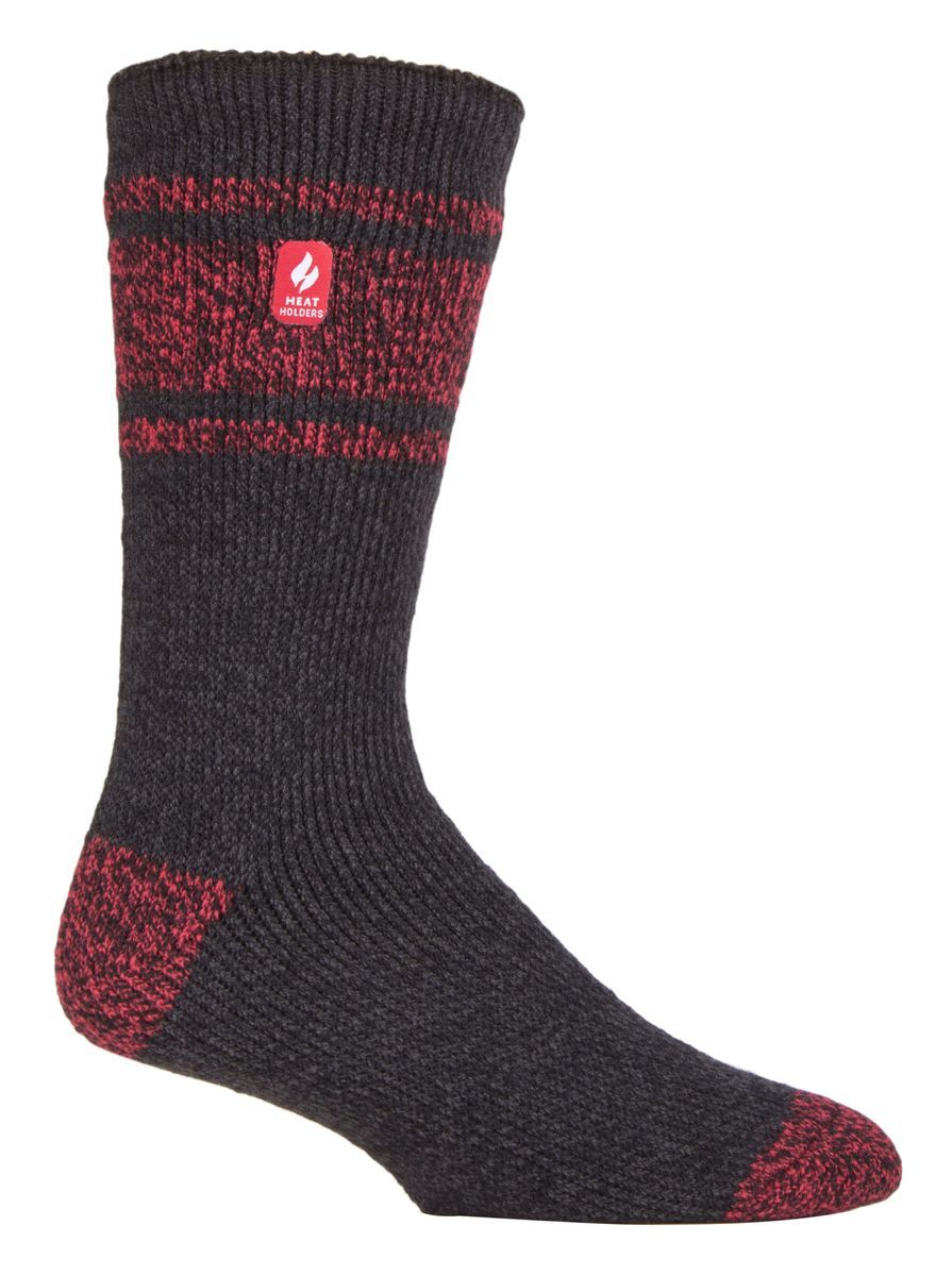 Wärmehalter - Herren extra dicke Thermosocken für den Winter | Warme flauschige Fleece isolierte Socken | Geschenke für Männer - Charcoal / Rot (Athen)