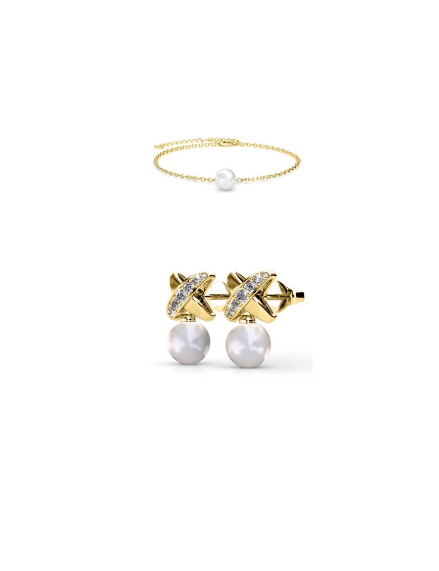 Perlen- und Kristallarmband und Ohrringe