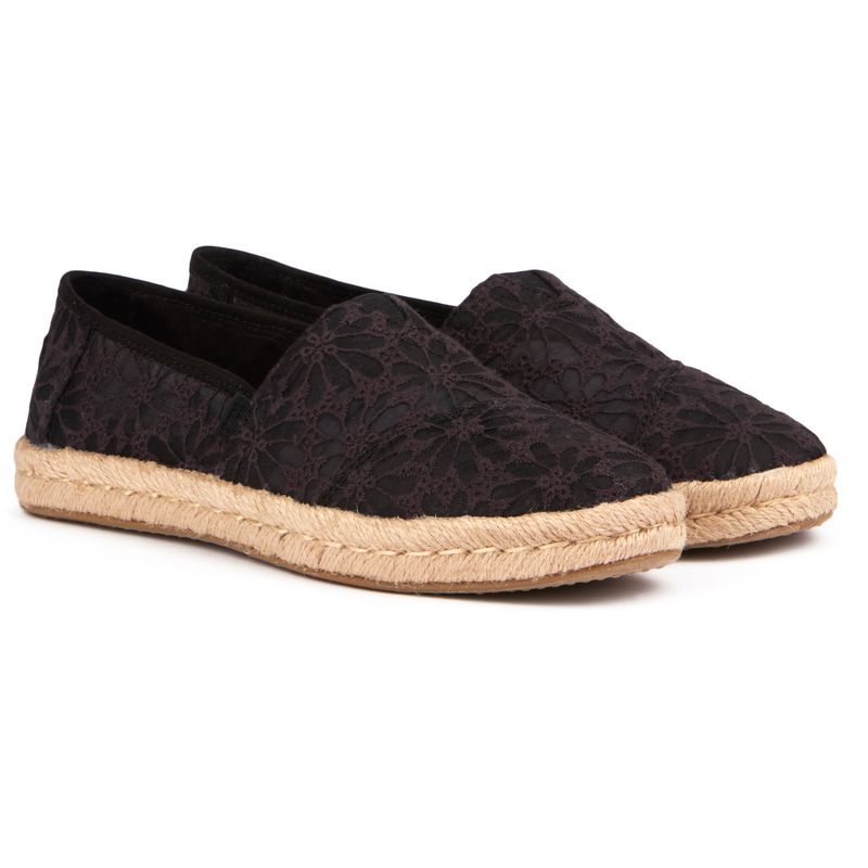 Espadrille-Slip-Ons mit floraler Spitze