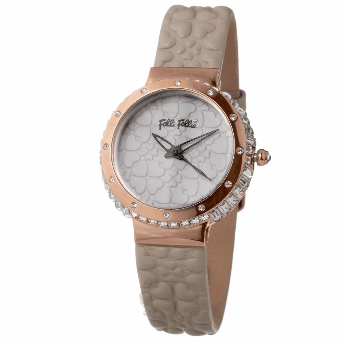 Elegante Damenuhr mit Herzmuster