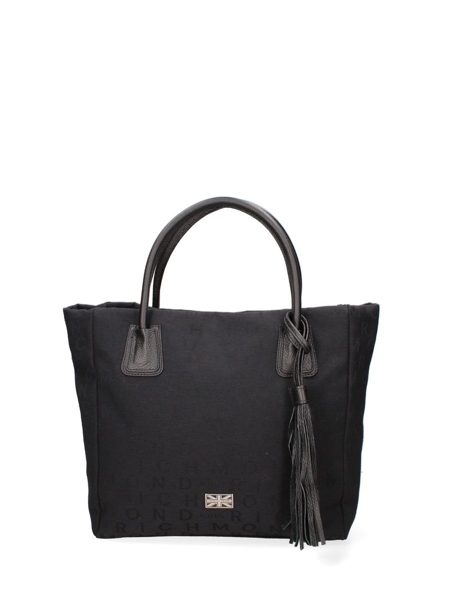 Klassische schwarze Tragetasche mit Logo-Print