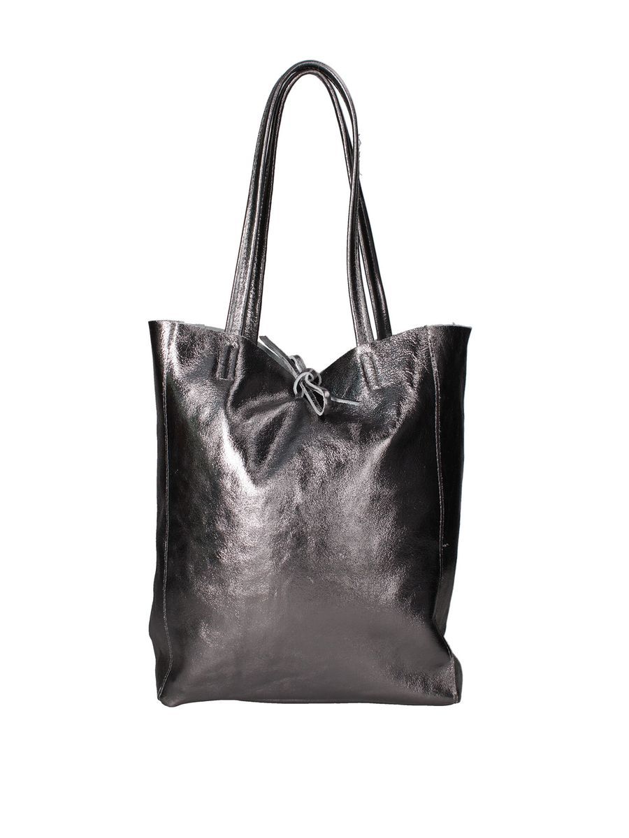 Metallic Leder Shopper Tote Bag
