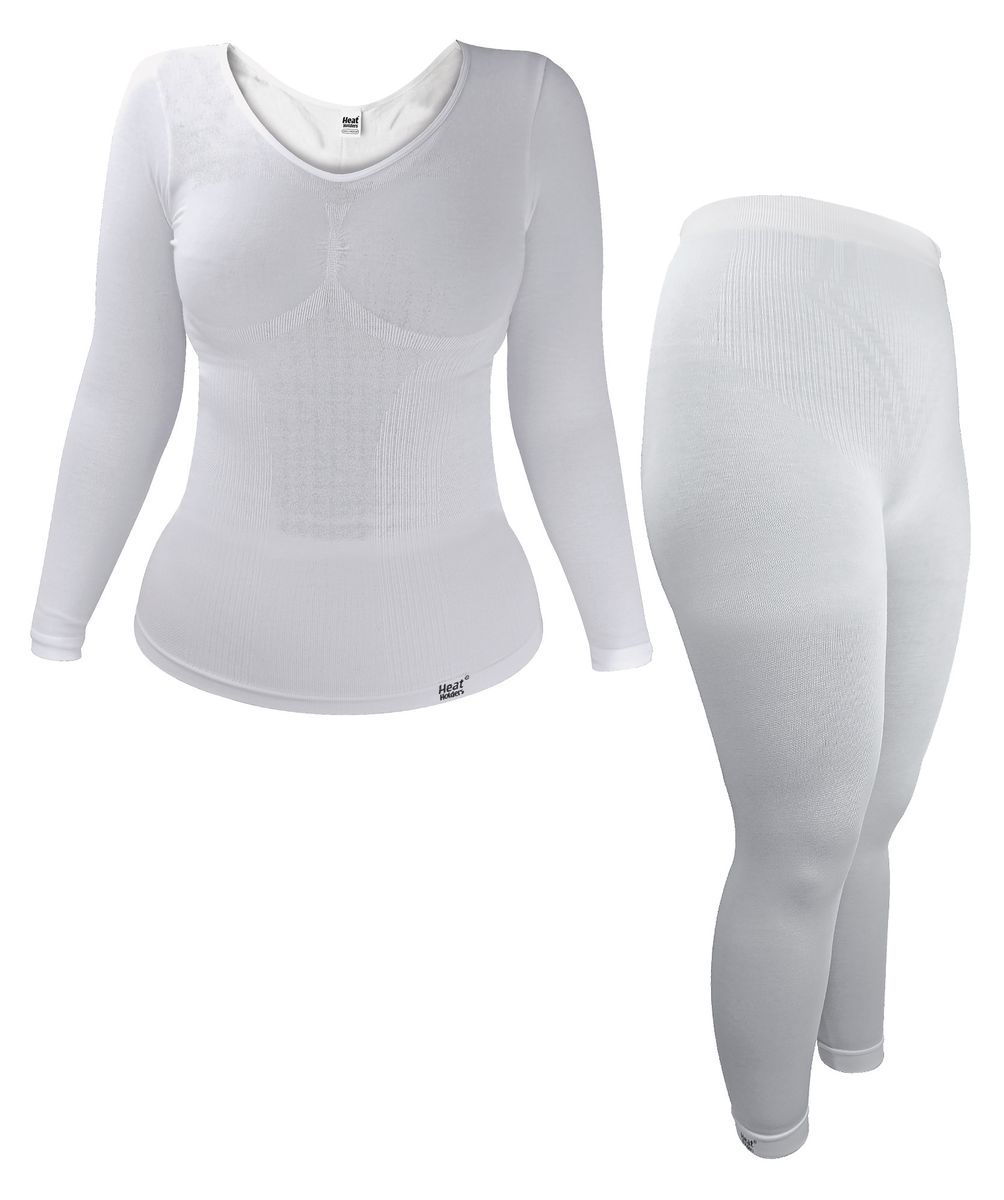 Ladies Thermal Underwear Set | Wärmespender | Extra Warm Winter Long Sleeve Top & Long Janes - Weiß