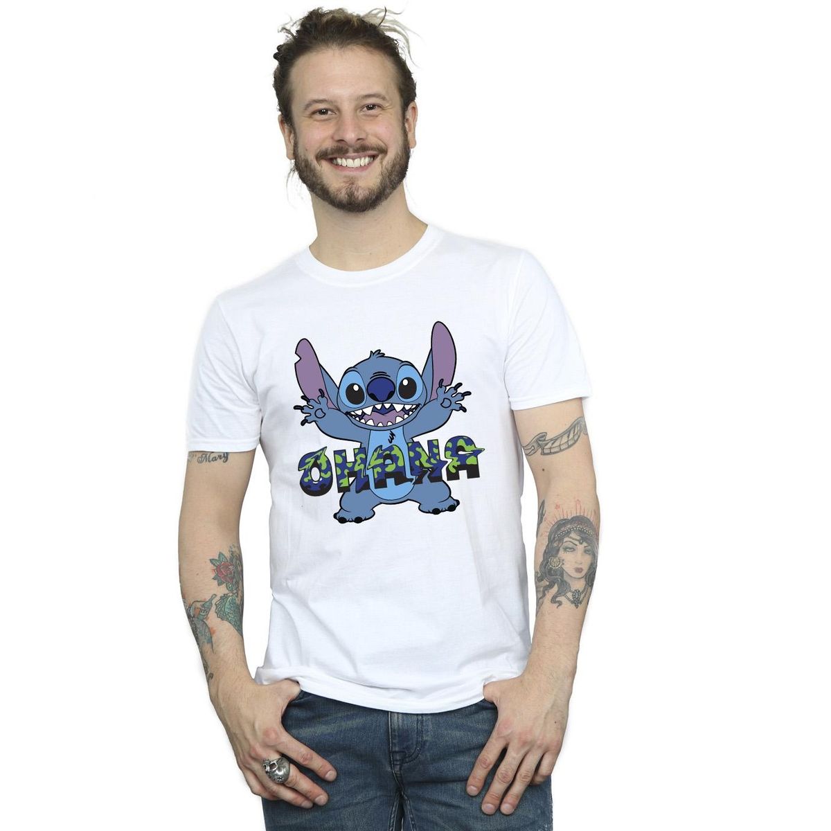 Stitch Ohana Grafik-Print T-Shirt
