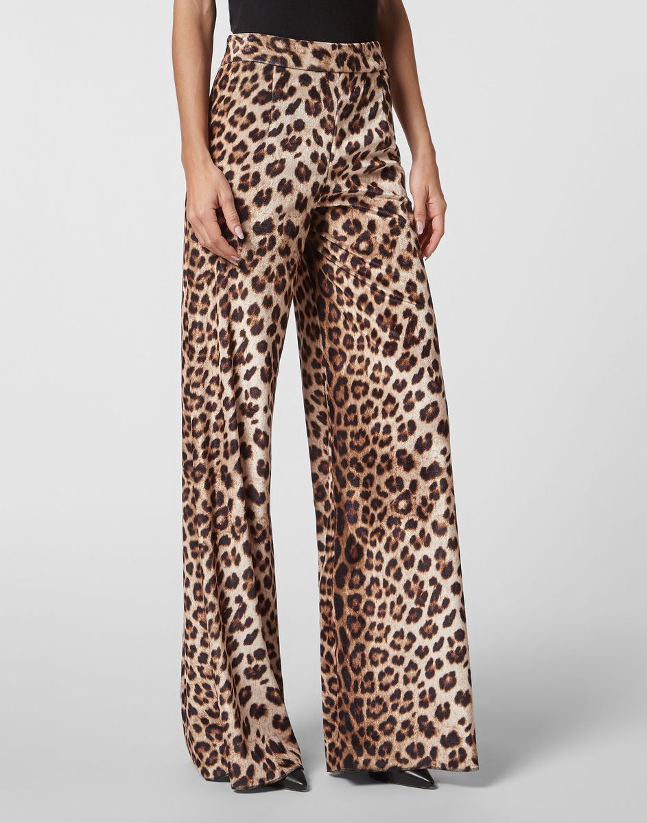 Palazzo-Hose mit Leopardenmuster