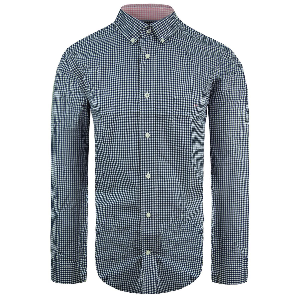 Marineblaues Gingham Regular Fit Oxford Hemd