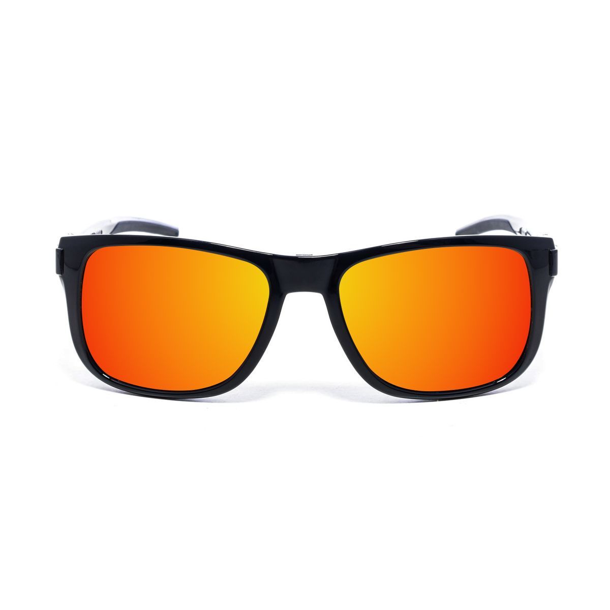 Sonnenbrille mit quadratischem Rahmen und orangefarbenen Gläsern