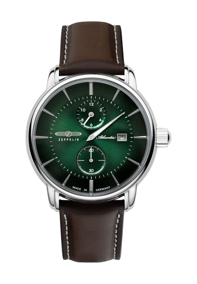 Elegante Uhr mit grünem Zifferblatt und Leder