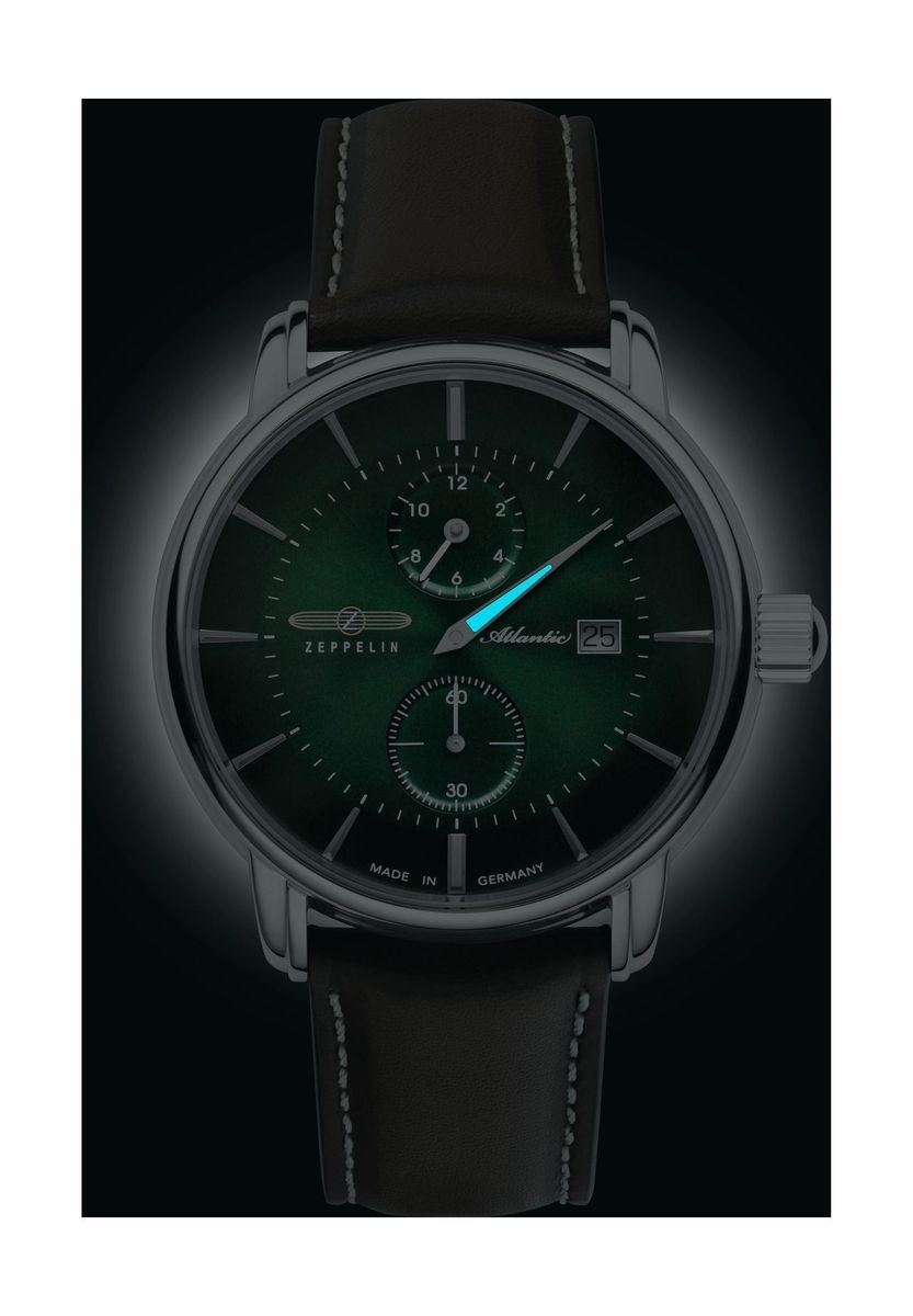 Elegante Uhr mit grünem Zifferblatt und Leder