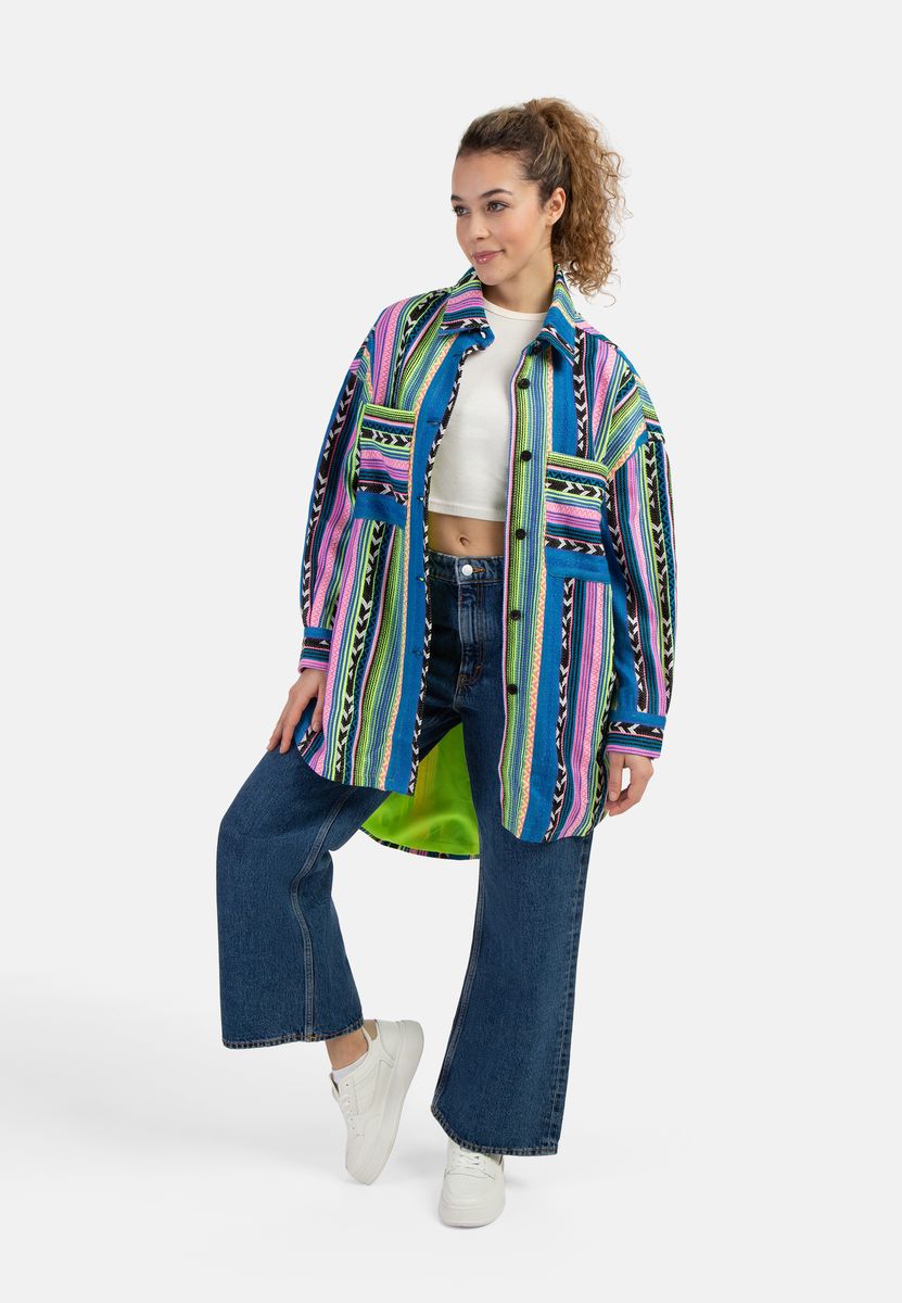 Oversized Shacket mit Ethno-Muster