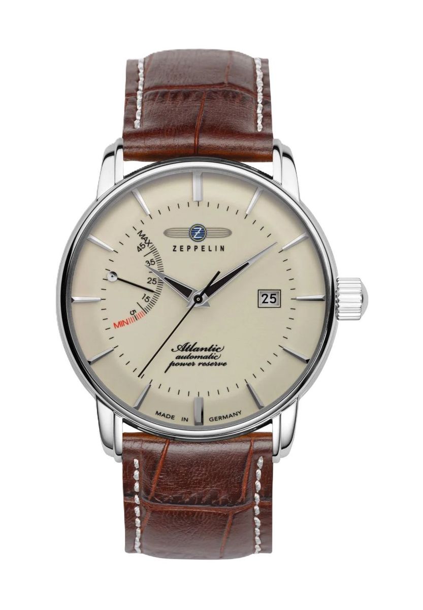 Klassische Gangreserve Braunleder Herrenuhr