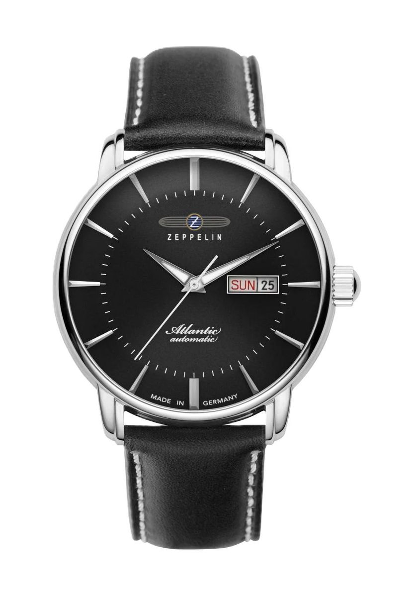 Herrenuhr mit schwarzem Lederarmband