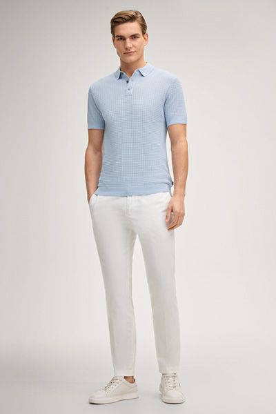 Joop! Vanceo Poloshirt Hellblau Strukturierter Strick Kurzarm