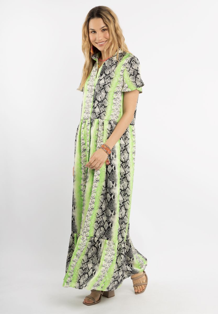 Maxi Gaya Stufenkleid mit Schlangenmuster