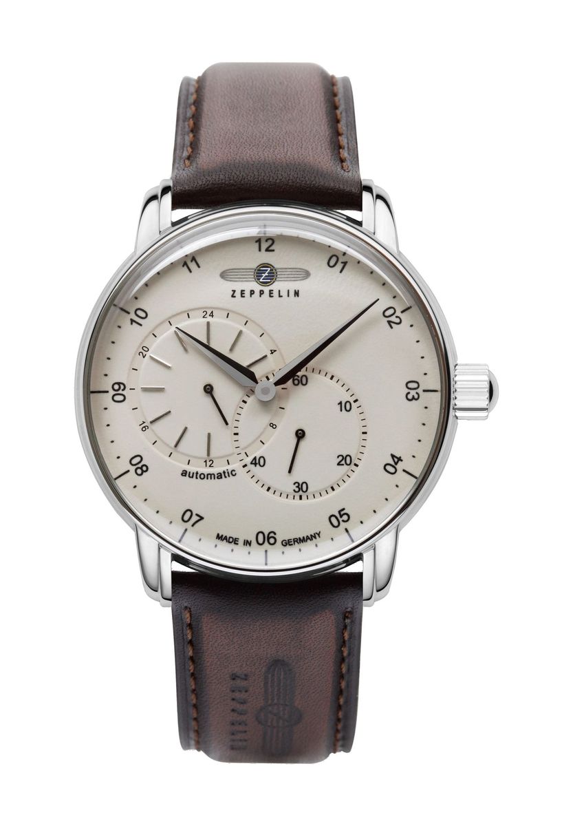 Automatische Silber Zifferblatt Braunes Lederuhr